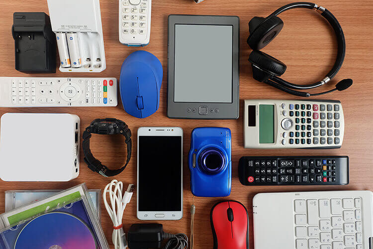 assortment of electronic items