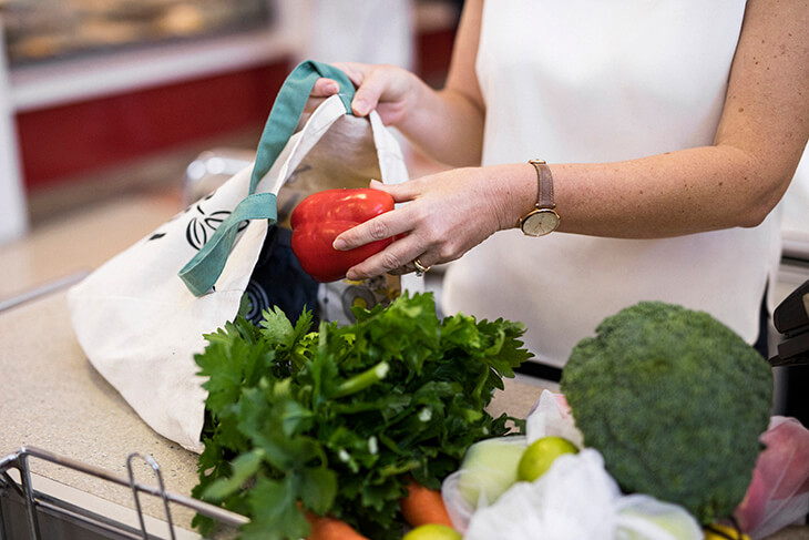 shopping with reusable bags