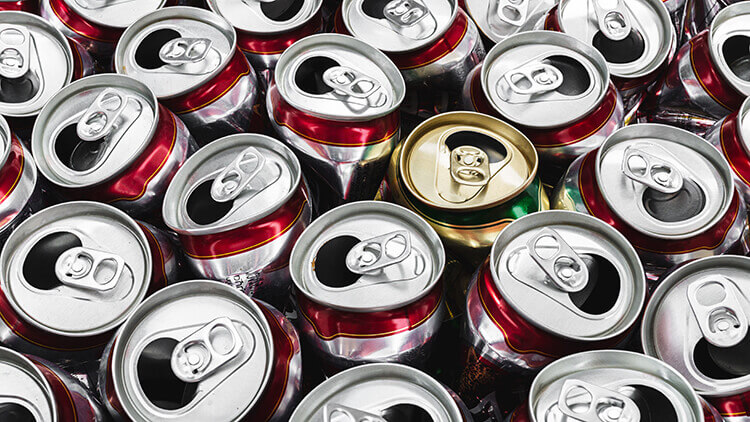 Close up of empty drink cans