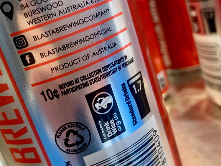 Close up of label printed on a drink can