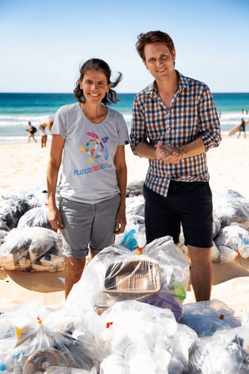 Plastic clean up effort at the beach