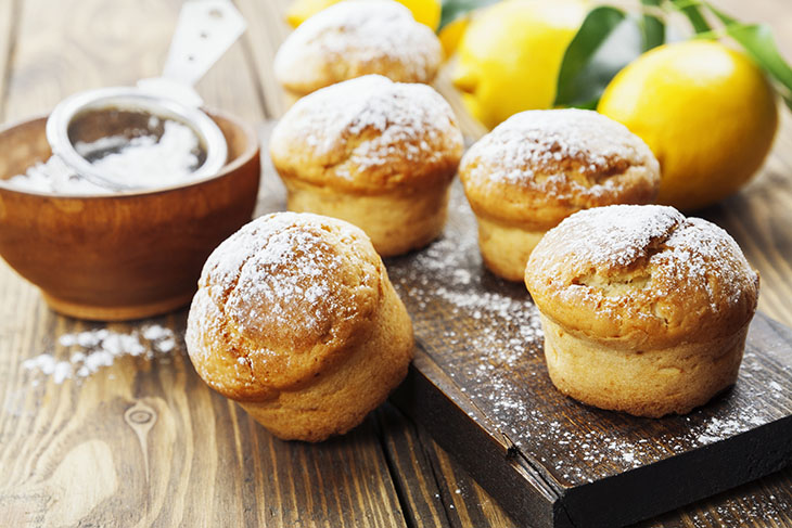 home made muffins on a chopping board