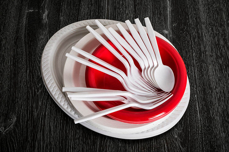 Plastic picnic plates and cutlery