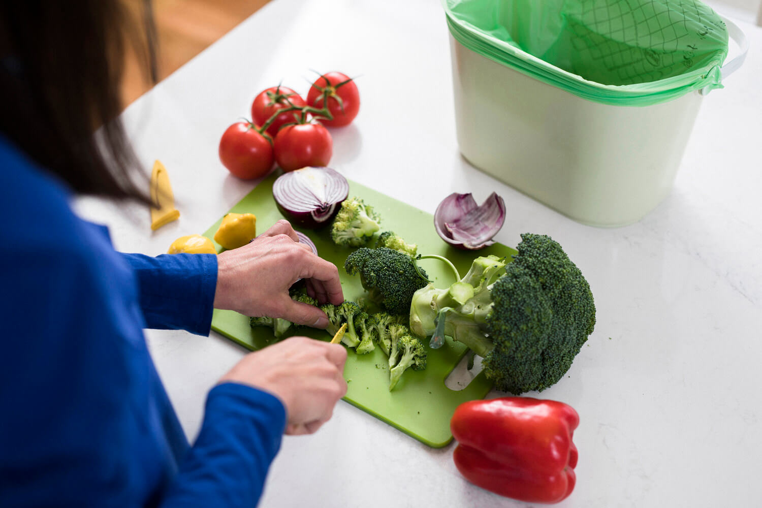 Lady chopping vegetables