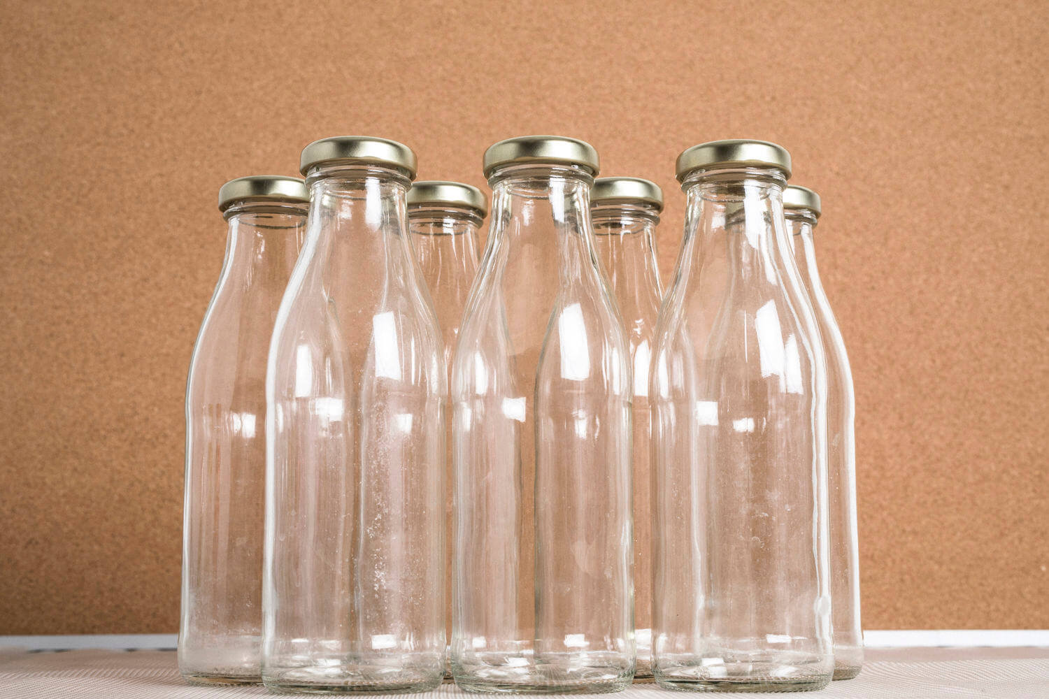 Group of reusable glass bottles
