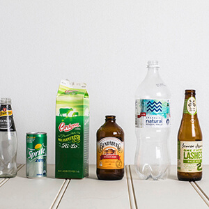 Glass, plastic and aluminum drink containers